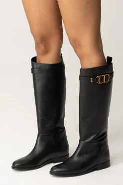 Twin-set Stivali Alti con Fibbia LogataNERO