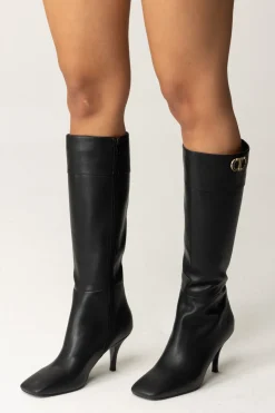 Twin-set Stivali Alti con Punta SquadrataNERO