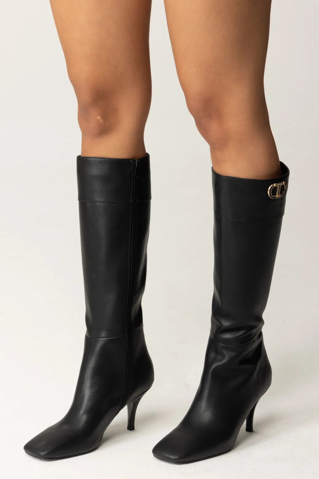 Twin-set Stivali Alti con Punta SquadrataNERO
