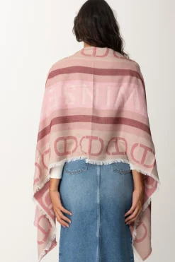 Twin-set Stola con Stampa LogoJACQ.RIGHE BUBBLY/ROSSO POMPEI