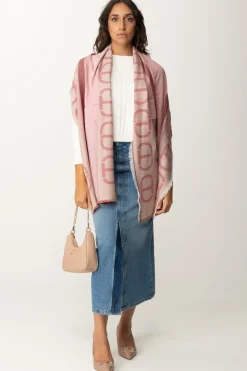 Twin-set Stola con Stampa LogoJACQ.RIGHE BUBBLY/ROSSO POMPEI