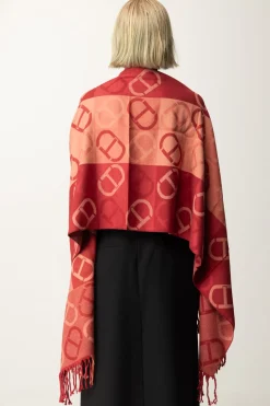 Twin-set Stola In Panno con Stampa LogoJACQ. OVAL T ROSSO POMPEIANO