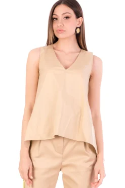 Twin-set Top Asimemtrico Smanicato In PopelineCUBAN SAND