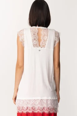 Twin-set Top con Pizzo e Colletto GioielloICE
