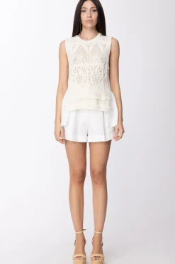 Twin-set Top Crochet con Inserto In TessutoNEVE