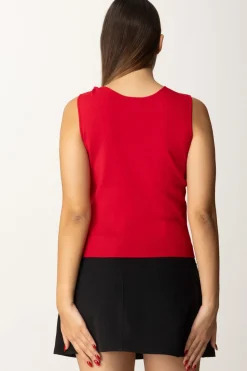Twin-set Top Smanicato con Dettagli LogatiROSSO VENEZIANO