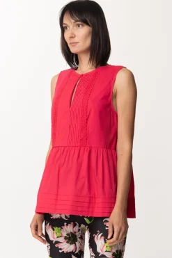 Twin-set Top Smanicato con Plissé e PizzoAMARENA