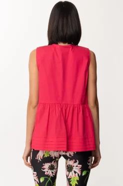 Twin-set Top Smanicato con Plissé e PizzoAMARENA