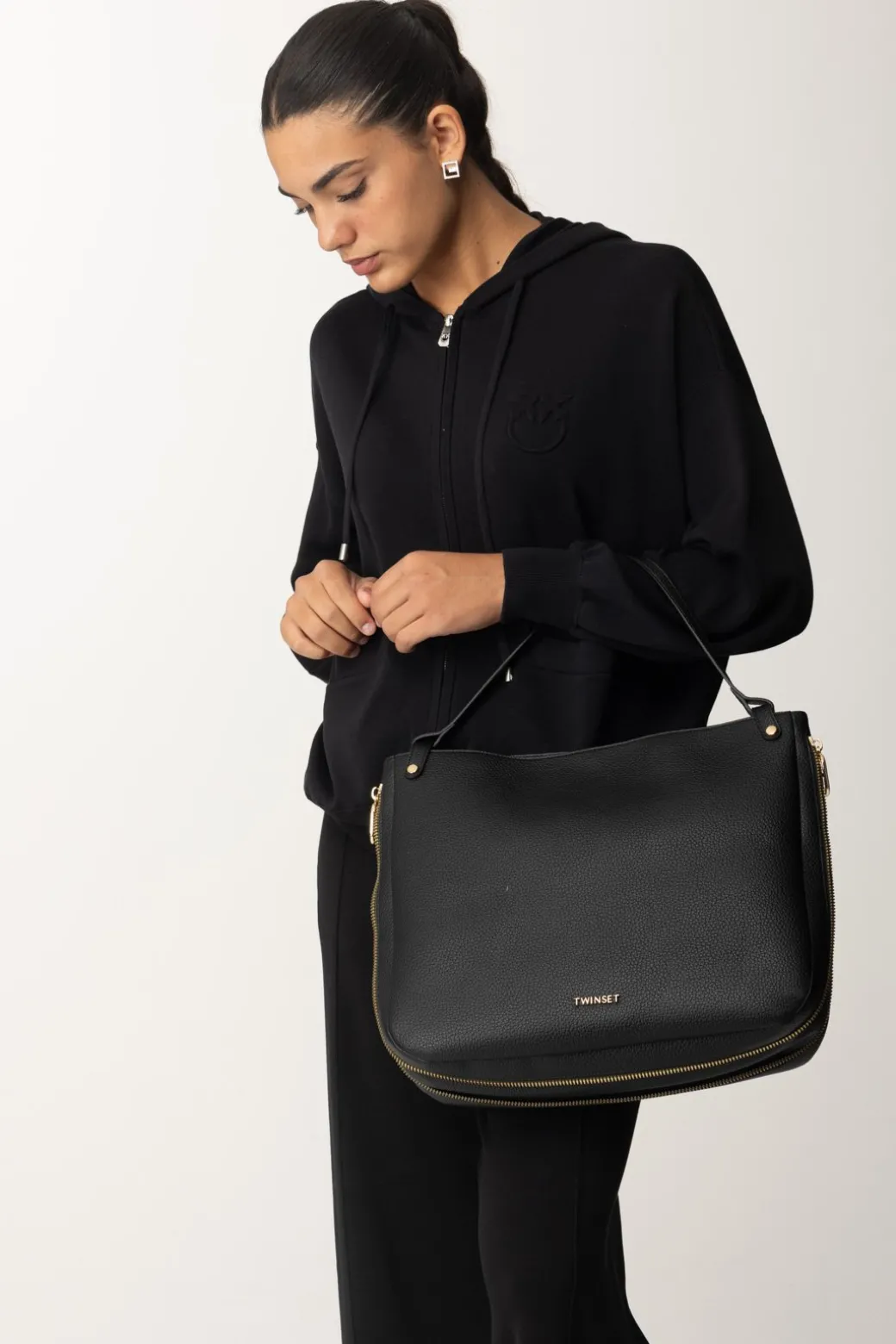 Twin-set Tote Bag con Dettaglio ZipNERO