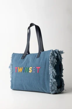 Twin-set Tote Bag In JeansDENIM