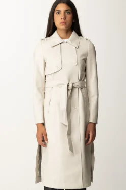 Twin-set Trench Spalmato Doppiopetto con CinturaOLD WHITE