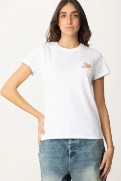 Twin-set T-shirt con Etichetta Logo e RicamoBIANCO OTTICO
