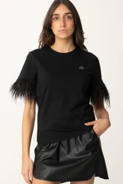 Twin-set T-shirt con Maniche PiumateNERO