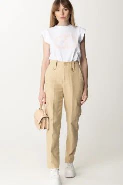 Twin-set T-shirt con Ricamo Logo e Maniche Ad AlettaRIC.OTTICO/CUPCAKE PINK