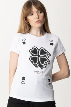Twin-set T-shirt con Stampa QuadrifoglioBIANCO OTTICO