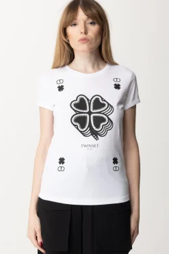 Twin-set T-shirt con Stampa QuadrifoglioBIANCO OTTICO