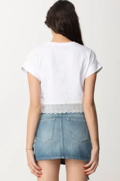 Twin-set T-shirt Crop con PassamanerieBIANCO OTTICO