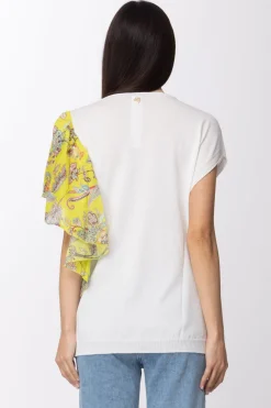 Twin-set T-shirt In Maglia con Inserto Volant StampatoBIC.NEVE/ST.FIORE INDIANO GIAL