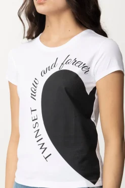 Twin-set T-shirt Stampa CuoreBIANCO OTTICO