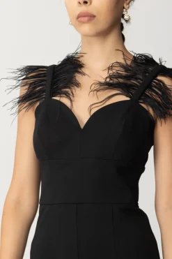 Twin-set Tuta con Bretelle Sottili e PiumetteNERO