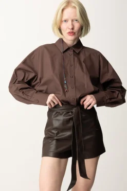 Twin-set Tuta Corta In Popeline e Tessuto SpalmatoCIOCCOLATO