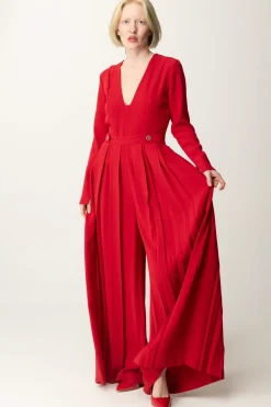 Twin-set Tuta In Crêpe Plissé con BottoniROSSO VENEZIANO