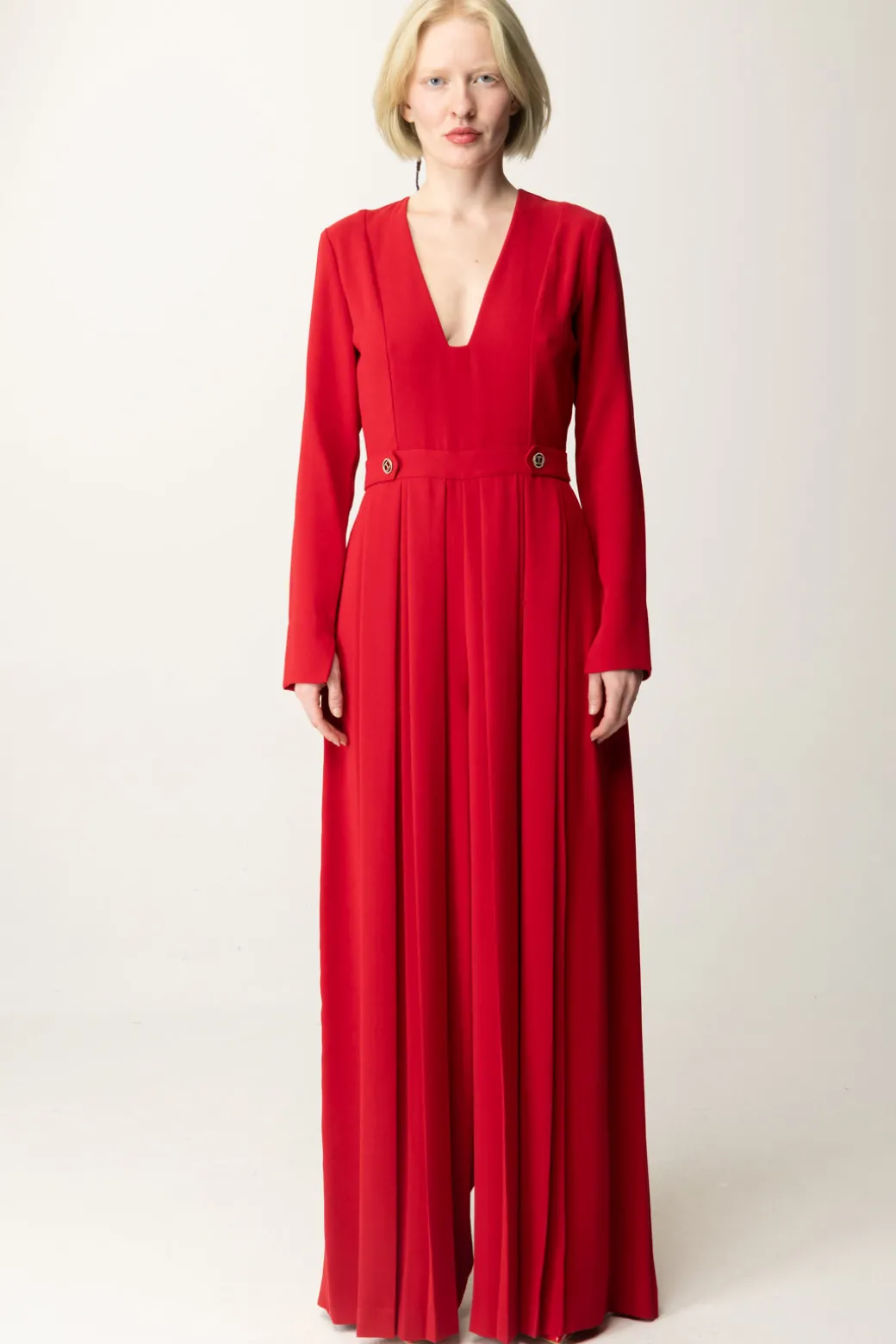 Twin-set Tuta In Crêpe Plissé con BottoniROSSO VENEZIANO