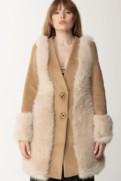 Yes London Cappotto con Inserto In EcopellicciaCAMMELLO