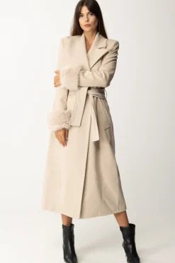 Yes London Cappotto con Revers e Inserti Di PellicciaBEIGE