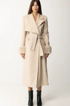 Yes London Cappotto con Revers e Inserti Di PellicciaBEIGE