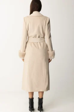 Yes London Cappotto con Revers e Inserti Di PellicciaBEIGE