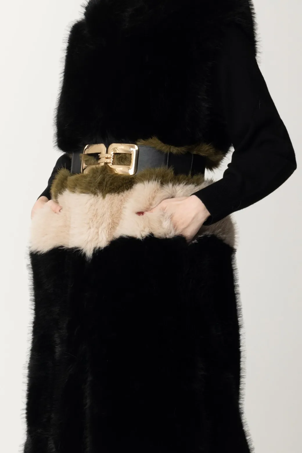 Yes London Gilet In EcopellicciaNERO/MULTICOLOR